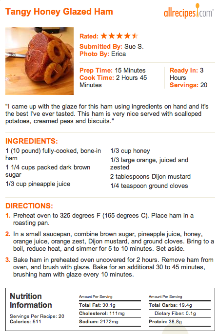 Tangy Honey Glazed Ham